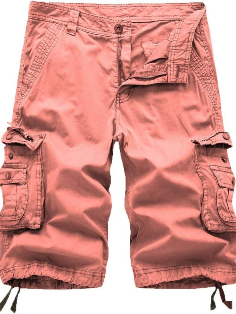 Women's Cotton Cargo Shorts - Loose Fit, Multi-Pocket, Drawstring Bermuda Style
